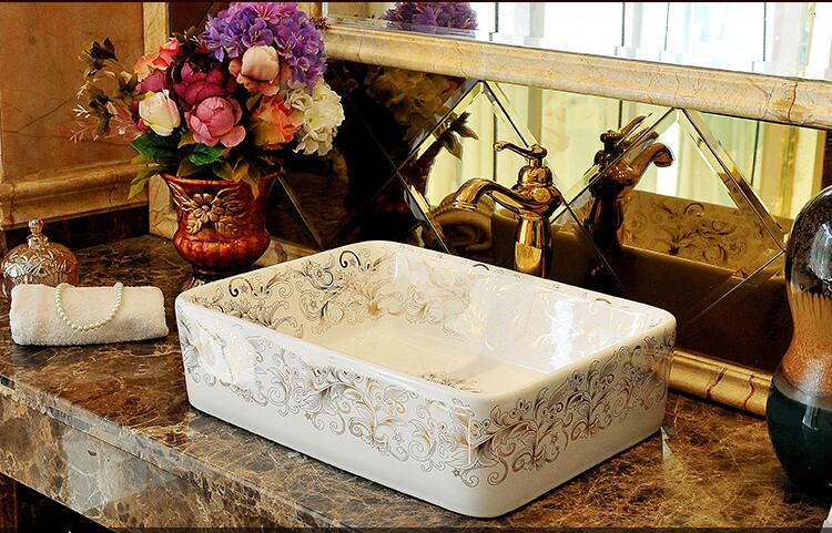   Bari 2 styled Oval-Rectangular Porcelain Ceramic Countertop Bathroom Sink